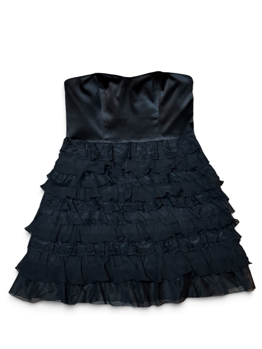 Express Design Studio Size 12 Black Strapless Ruffle Mini Dress gothic romantic